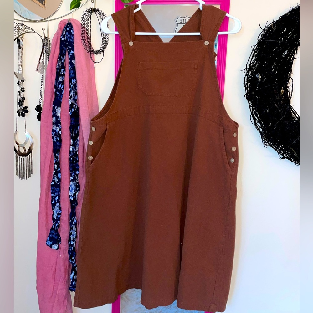 🤎 Brown Floral Blooming Overall style Shoulder length sleeve dress